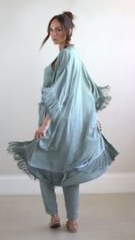 Kimono Longo Franjas - Verde