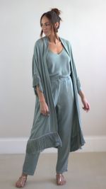Kimono Longo Franjas - Verde