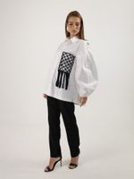 Camisa Over Bolso Crochê - Preto