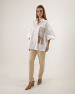 Camisa Over Bolso Crochê - Bege