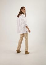 Camisa Over Bolso Crochê - Bege
