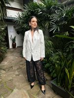 Blazer Alfaiataria Bordado com Pedrarias - Off White