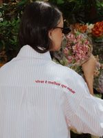 Camisa Over Bordada - Listra Rosa