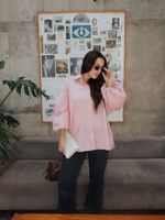 Camisa Over Bordada - Listra Vermelha
