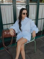 Camisa Over Bordada - Listra Azul
