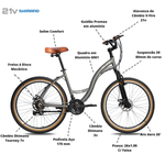 Kit Bicicleta Blitz Comodo 26 Urbana 21v + Bagageiro, Cestinha  e Cadeado