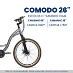 Kit Bicicleta 26 Blitz Comodo Urbana 21v + Cestinha e Cadeado