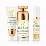 Hydra Lips Gloss Dourado Kit Esfoliante, Serum e Gloss Volumizador