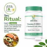 Vitamina D3 2000UI + K2 100mcg -  Suporte Ósseo  60 Doses