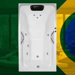 Banheira Retangular Macaé COMPLETA com hidro em acrílico - 1.50x0.70x0.40 - 220v (Pronta Entrega) - OP166829