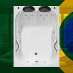 Banheira Dupla Olinda 2026 COMPLETA com hidro em acrílico