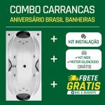 Banheira Retangular Carrancas COMPLETA com hidro em acrílico - Combo