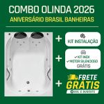 Banheira Dupla Olinda 2026 COMPLETA com hidro em acrílico - Combo