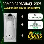 Banheira Retangular Paraguaçu 2027 COMPLETA com hidro em acrílico - Combo