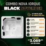   Spa Quadrado Nova Iorque | COMBO LUXO | Aquecedor + capa + cromo 2 pontos + Kit Inox + Motor Silencioso