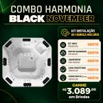   Spa Quadrado Harmonia | COMBO LUXO | Aquecedor + capa + cromo 2 pontos + Kit Inox + Motor Silencioso