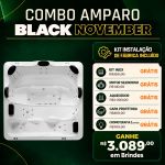 Spa Quadrado Amparo | COMBO LUXO | Aquecedor + capa + cromo 2 pontos + Kit Inox + Motor Silencioso