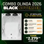  Banheira Olinda 2026 | COMBO LUXO | Aquecedor + cromo 1 ponto + Kit Inox + Motor Silencioso