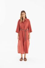 Chemise Amplo Linho Terracota