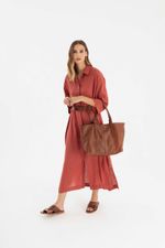 Chemise Amplo Linho Terracota