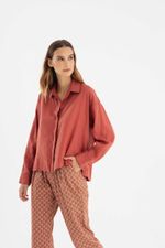 Camisa Ampla Linho Terracota