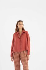 Camisa Ampla Linho Terracota