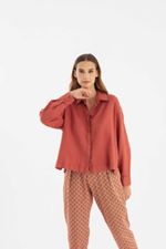 Camisa Ampla Linho Terracota