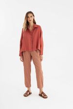 Camisa Ampla Linho Terracota