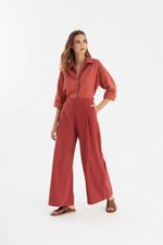 Camisa Ampla Linho Terracota