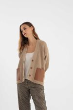 Cardigan Bolso Couro Cáqui