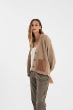 Cardigan Bolso Couro Cáqui