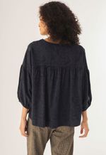 Blusa Manga Jacquard Marinho