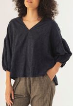 Blusa Manga Jacquard Marinho