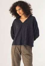 Blusa Manga Jacquard Marinho