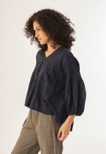 Blusa Manga Jacquard Marinho
