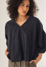 Blusa Manga Jacquard Marinho
