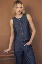 Regata Botões Jeans 
