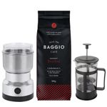 Café Bourbon em Grãos 500g Prensa Francesa 600ml Moedor Inox