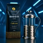 Kit Café Gourmet Torrado Baggio 250g Cafeteira Inox 350ml