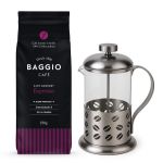 Kit Café Gourmet Torrado Baggio 250g Cafeteira Inox 350ml