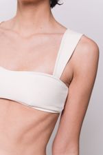 Conjunto de Biquíni Texturizado Alça Larga Off White
