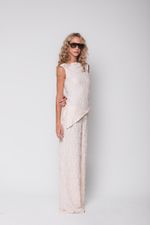 Conjunto de Tule Texturizado Creme