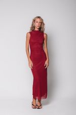 Vestido Midi de Tule Vermelho