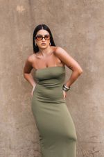 Vestido Tubinho Longo Verde Musgo