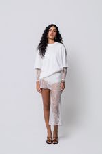 Mini Saia de Renda Assimétrica Off White