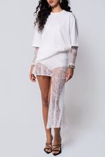 Mini Saia de Renda Assimétrica Off White