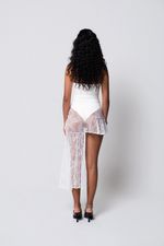 Mini Saia de Renda Assimétrica Off White