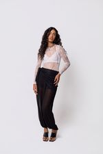 Body Manga Longa Renda Off White