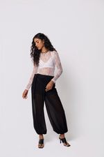 Body Manga Longa Renda Off White