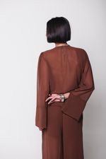 Blusa Amarração Manga Ampla Marrom